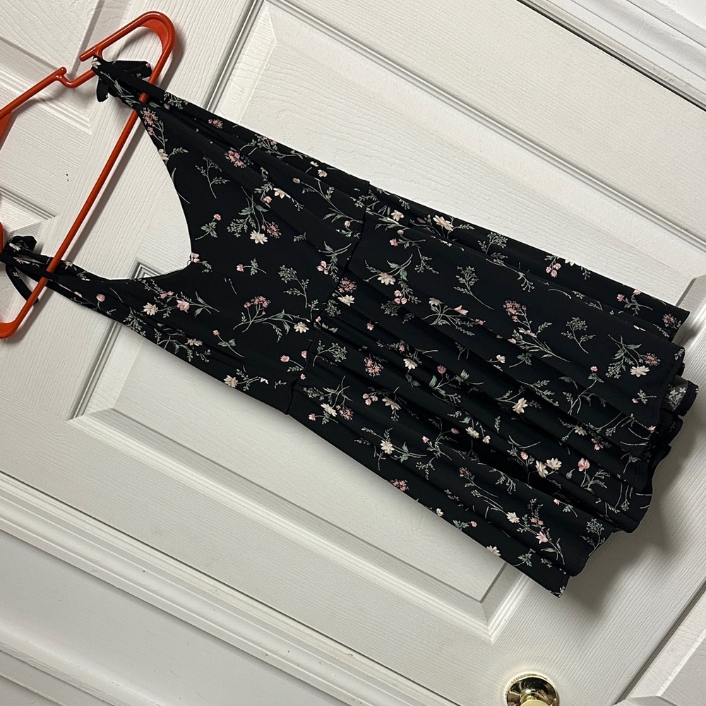 Floral Black Sleeveless Dress